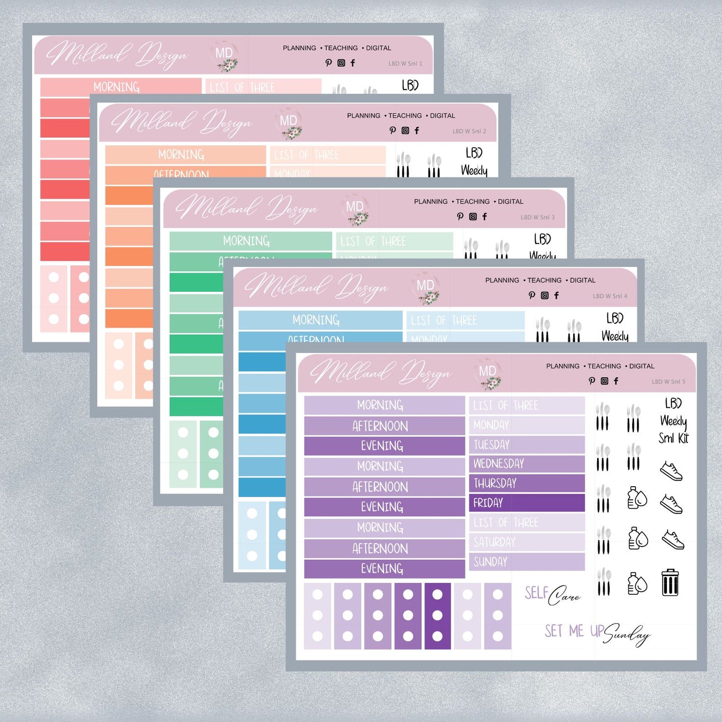 LBD Functional WEEKLY sticker sheet