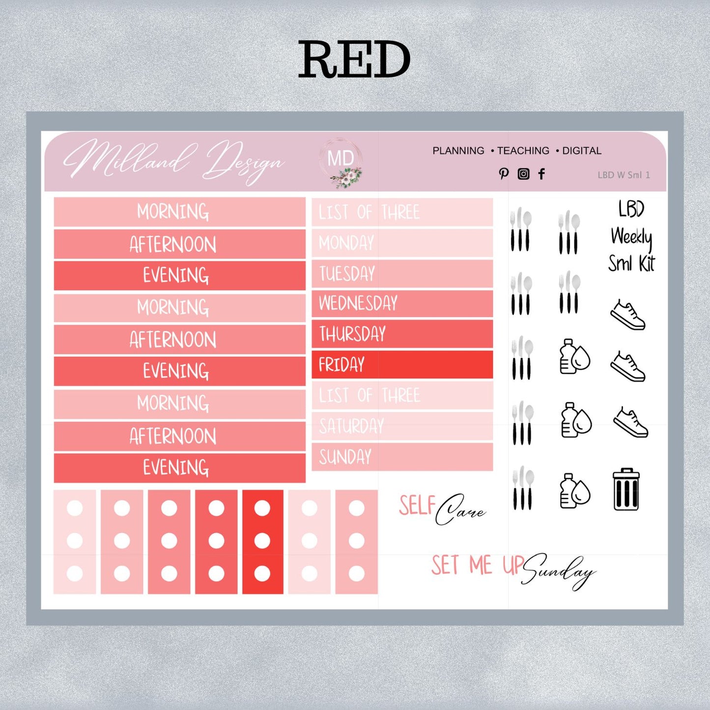 LBD Functional WEEKLY sticker sheet