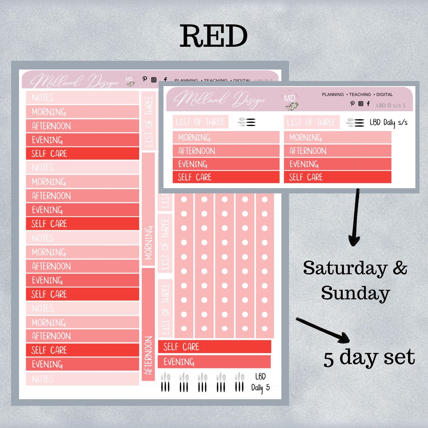 LBD Functional DAILY Stickers - 5 days / Sat & Sun