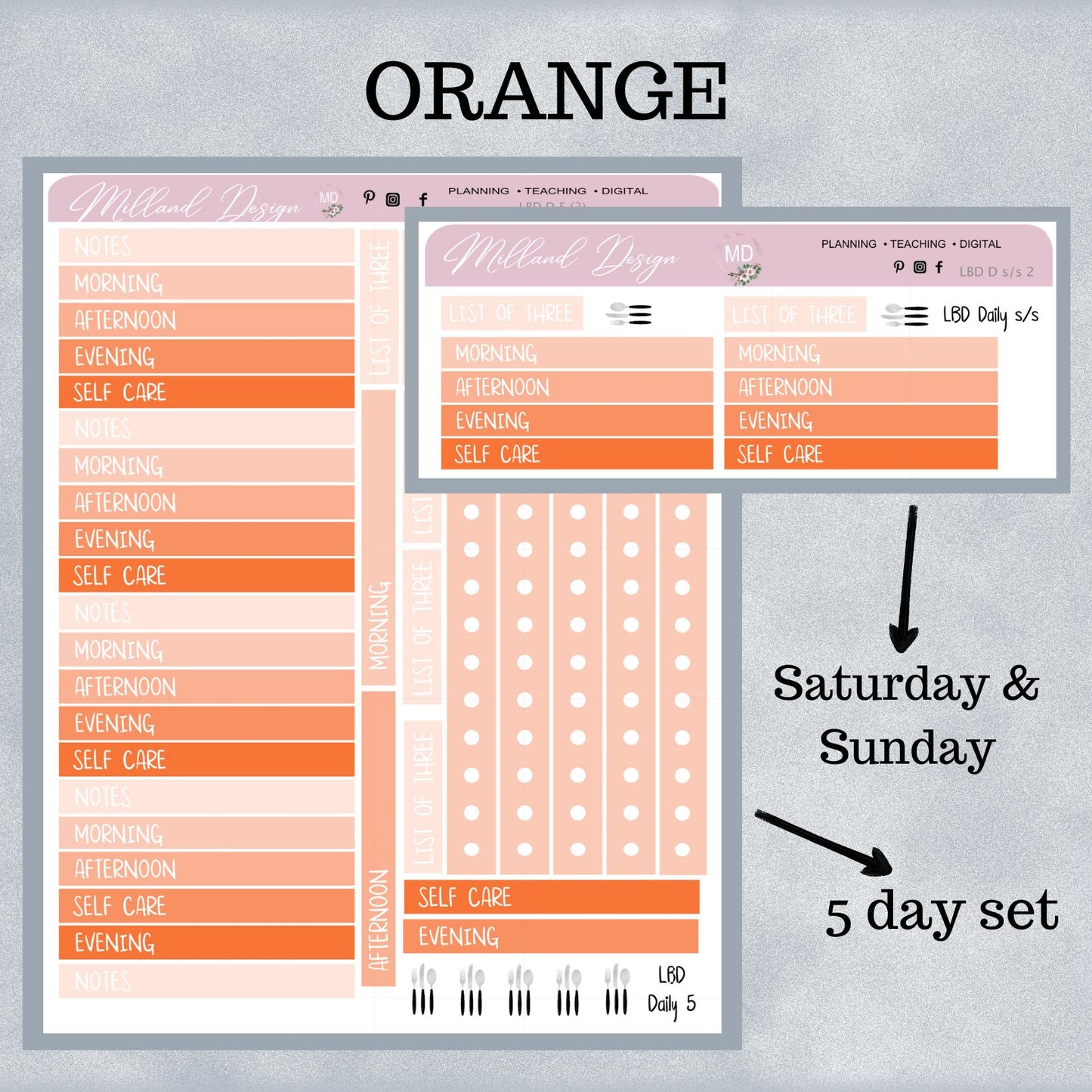 LBD Functional DAILY Stickers - 5 days / Sat & Sun