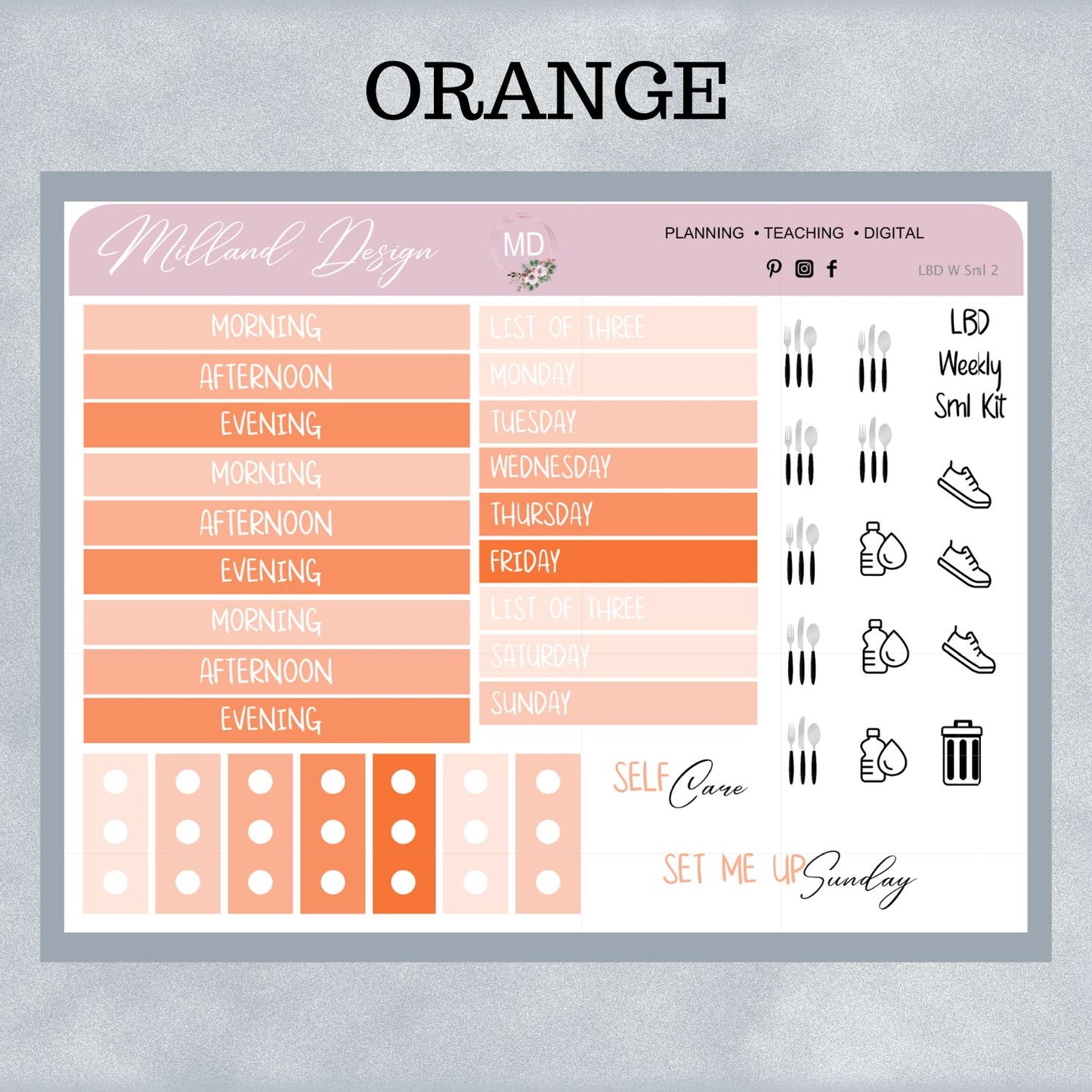 LBD Functional WEEKLY sticker sheet