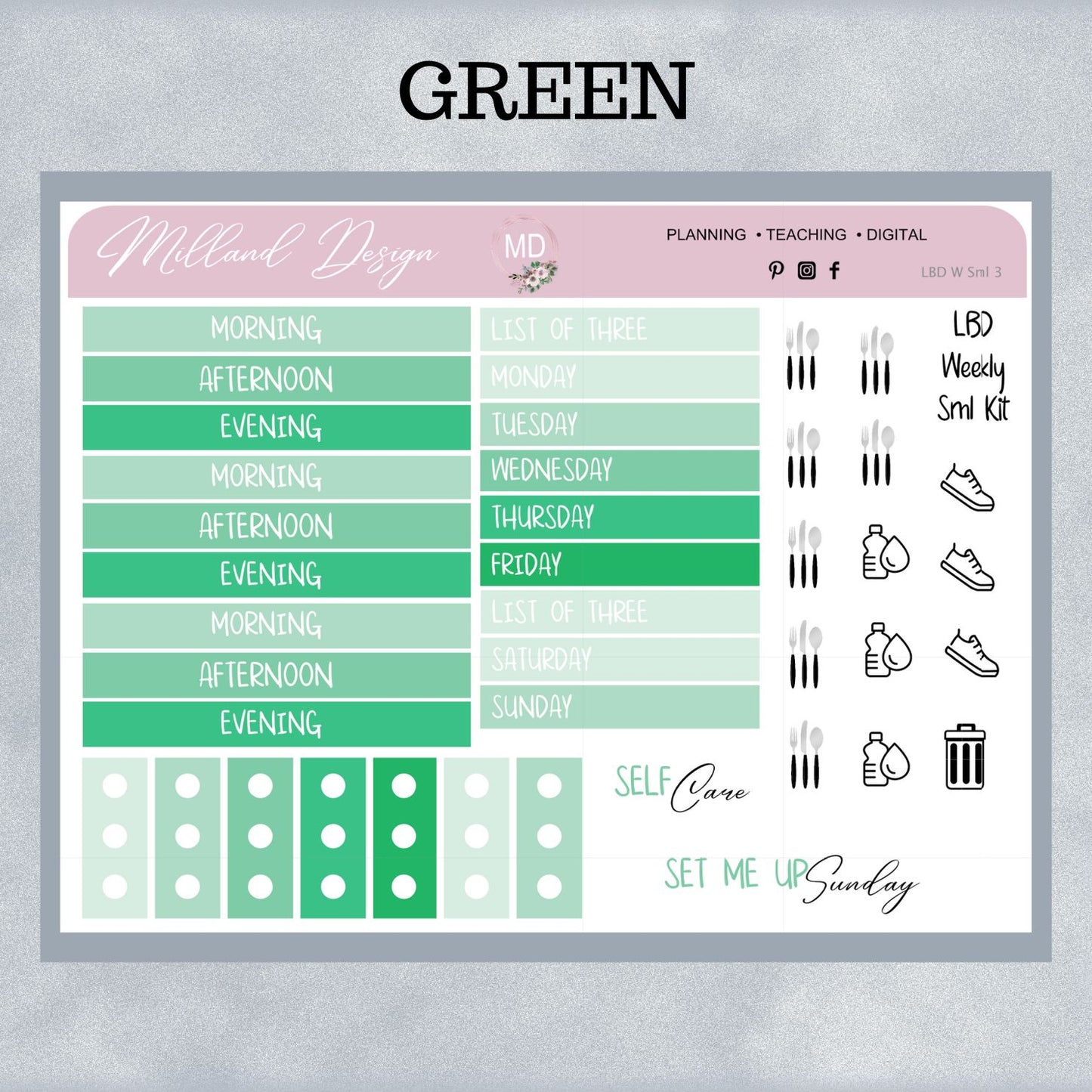 LBD Functional WEEKLY sticker sheet