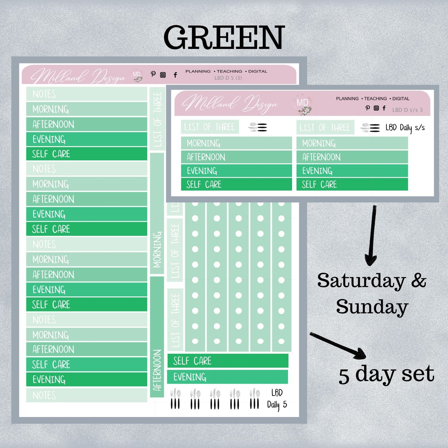 LBD Functional DAILY Stickers - 5 days / Sat & Sun