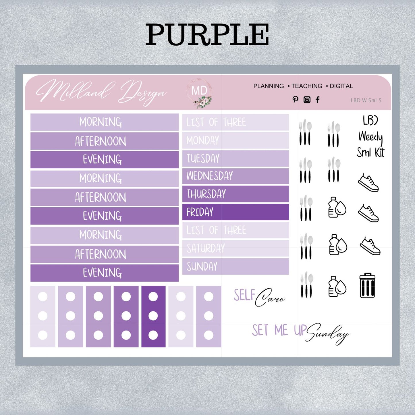 LBD Functional WEEKLY sticker sheet