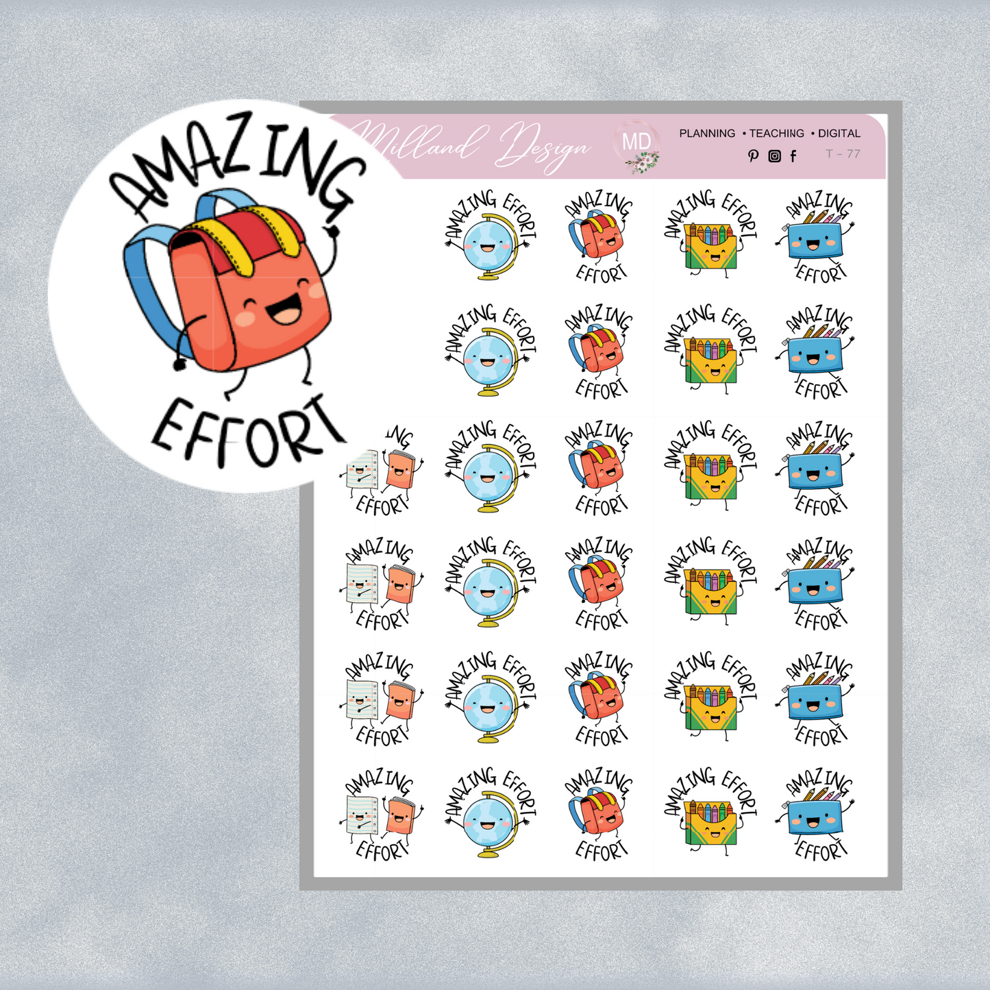Kawaii School General Merit Stickers