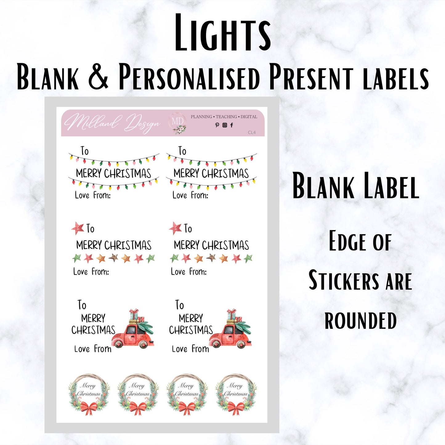 Lights Blank & Personalised Christmas Present Labels