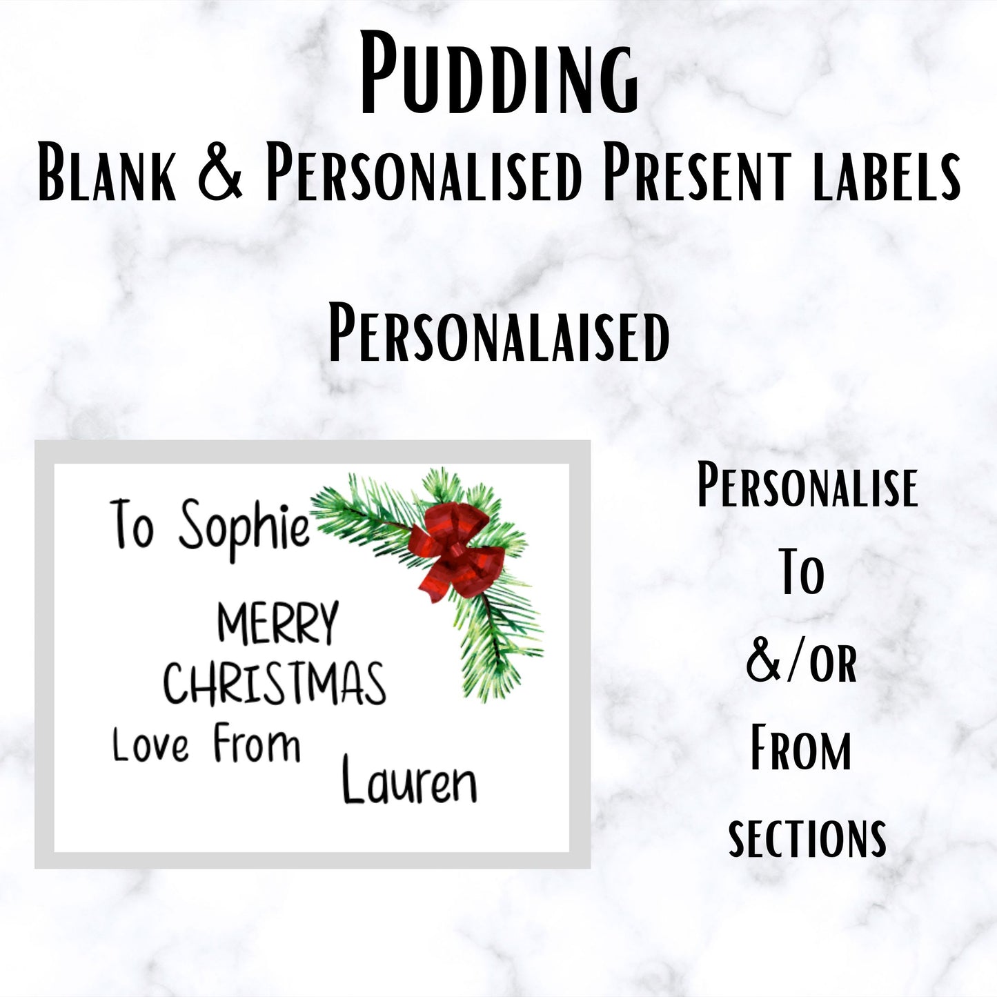 Pudding Blank & Personalised Christmas Present Labels