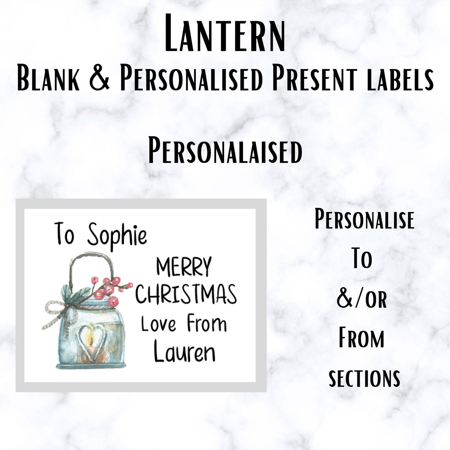 Lantern Blank & Personalised Christmas Present Labels