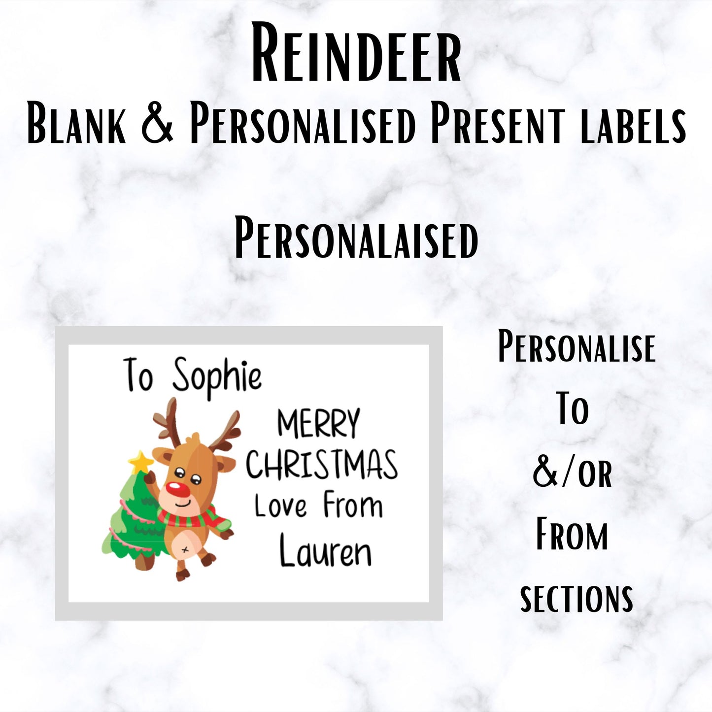 Reindeer Blank & Personalised Christmas Present Labels