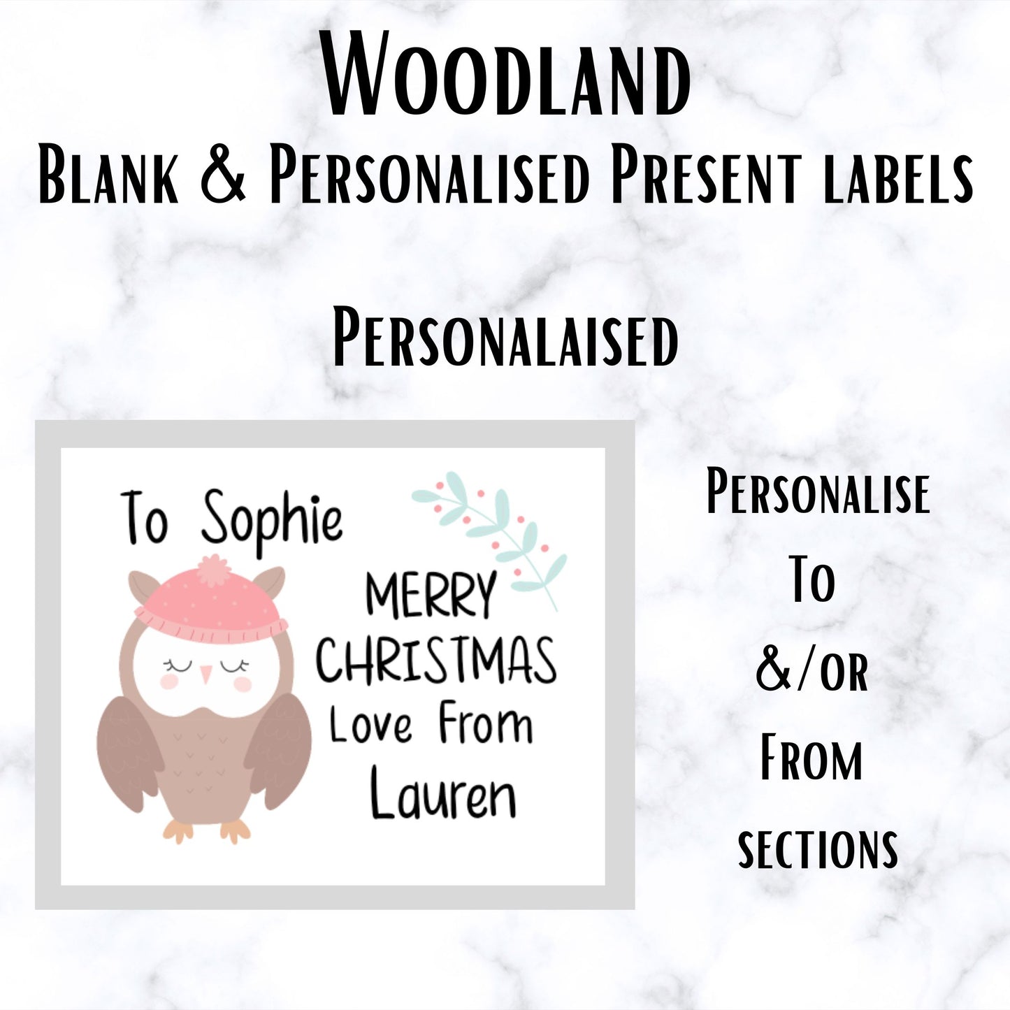 Woodland Blank & Personalised Christmas Present Labels