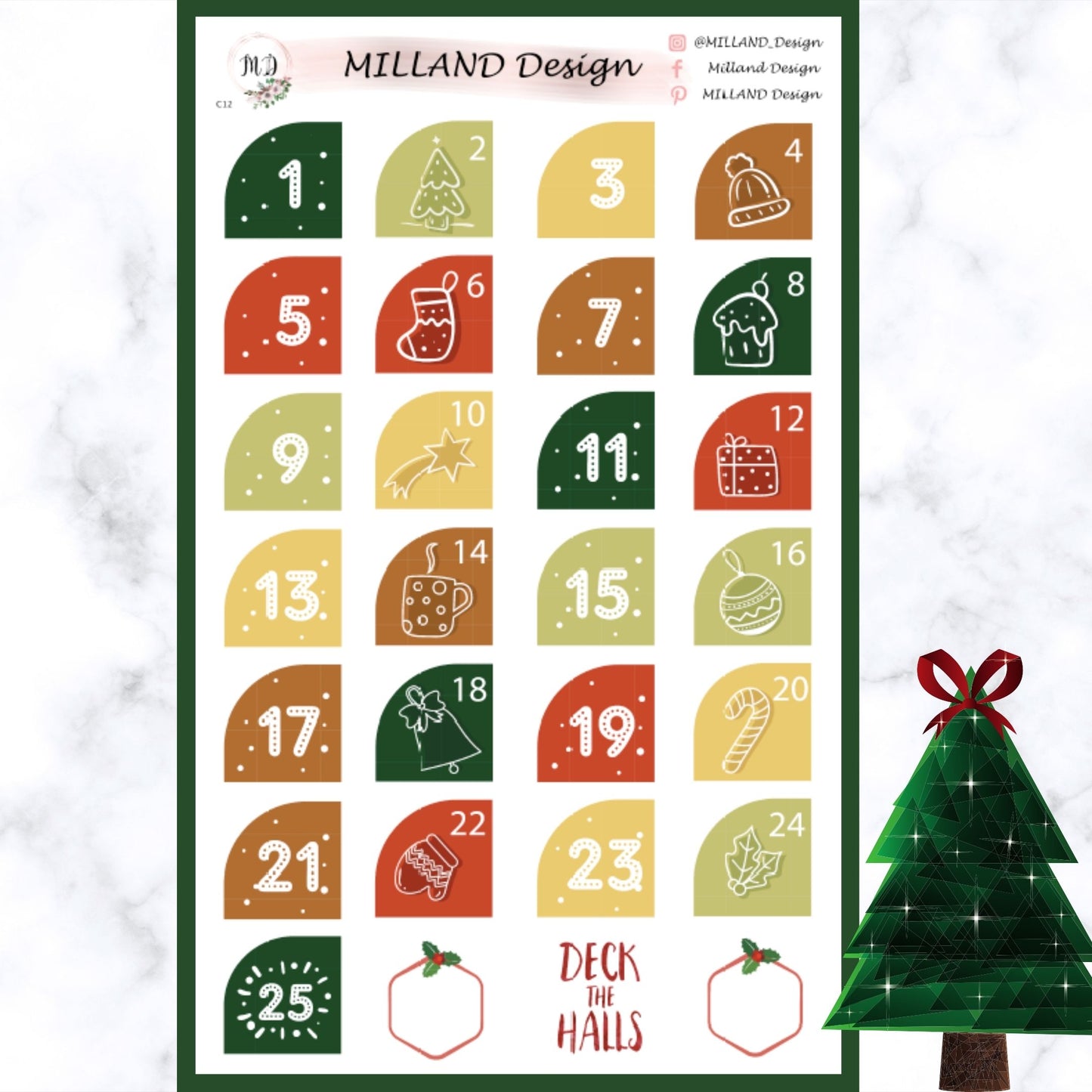 Christmas Advent countdown stickers