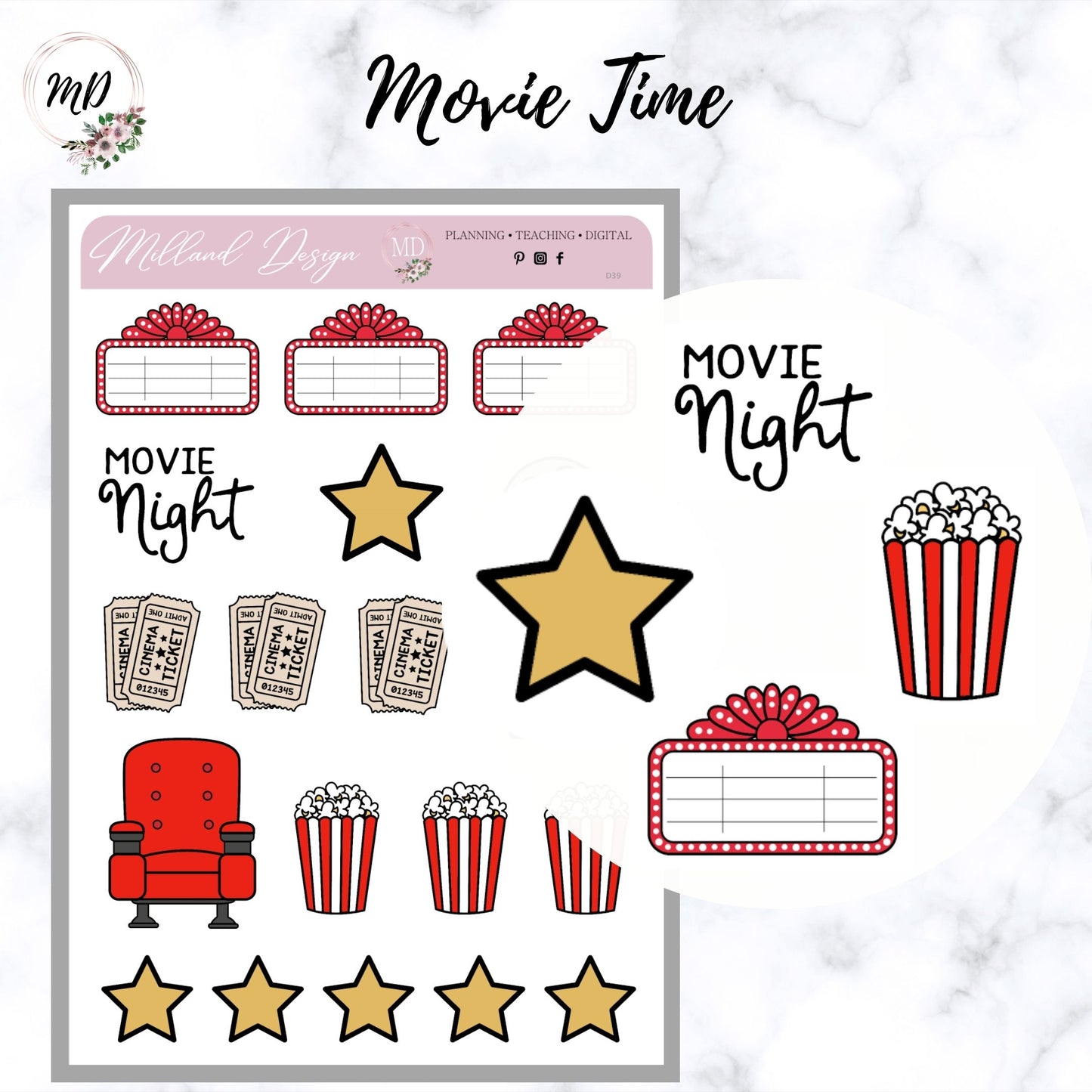 Movie Time Decorative Sticker