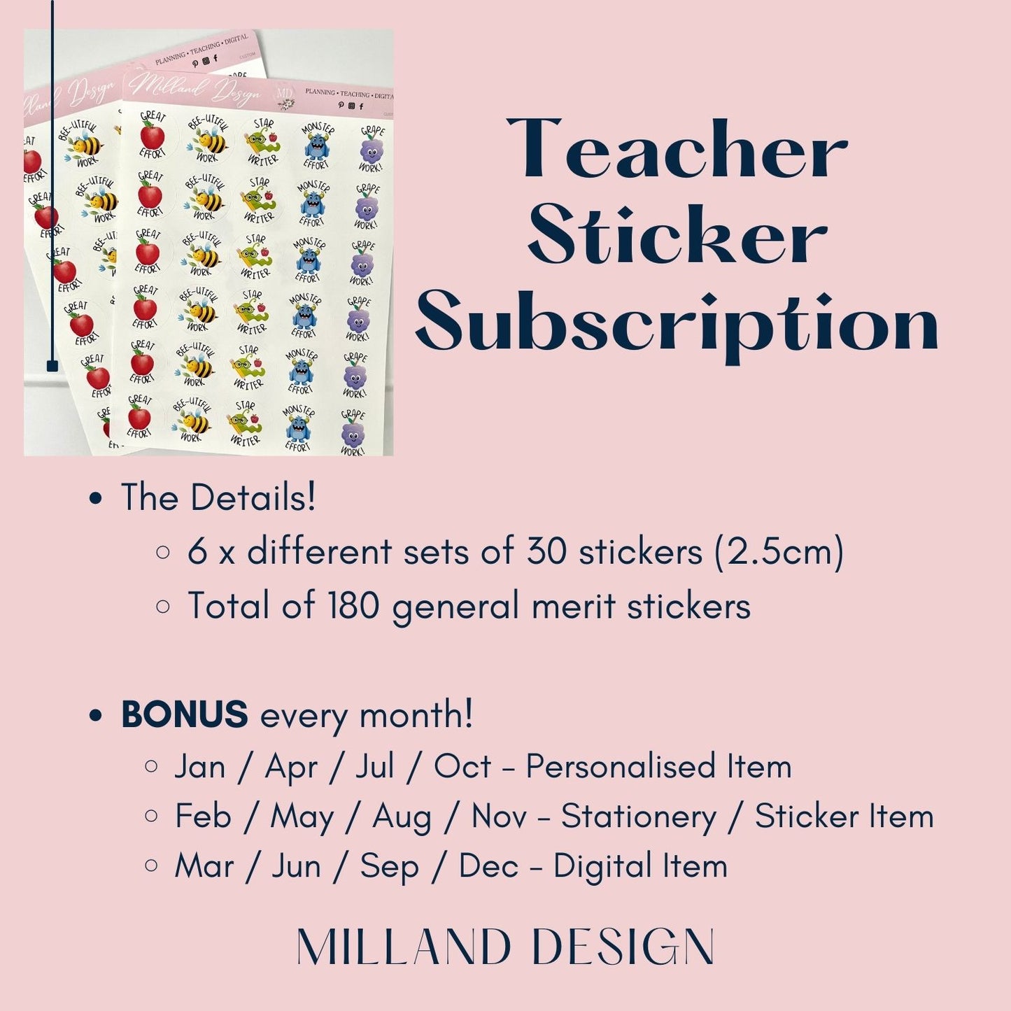 Teacher Monthly Sticker Subscription
