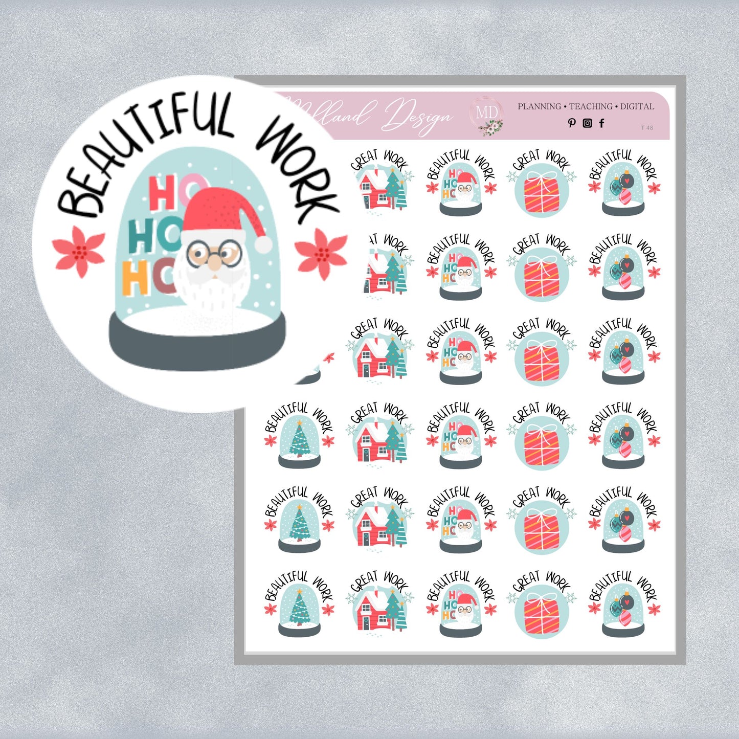 Christmas Snow Globe General Merit Stickers