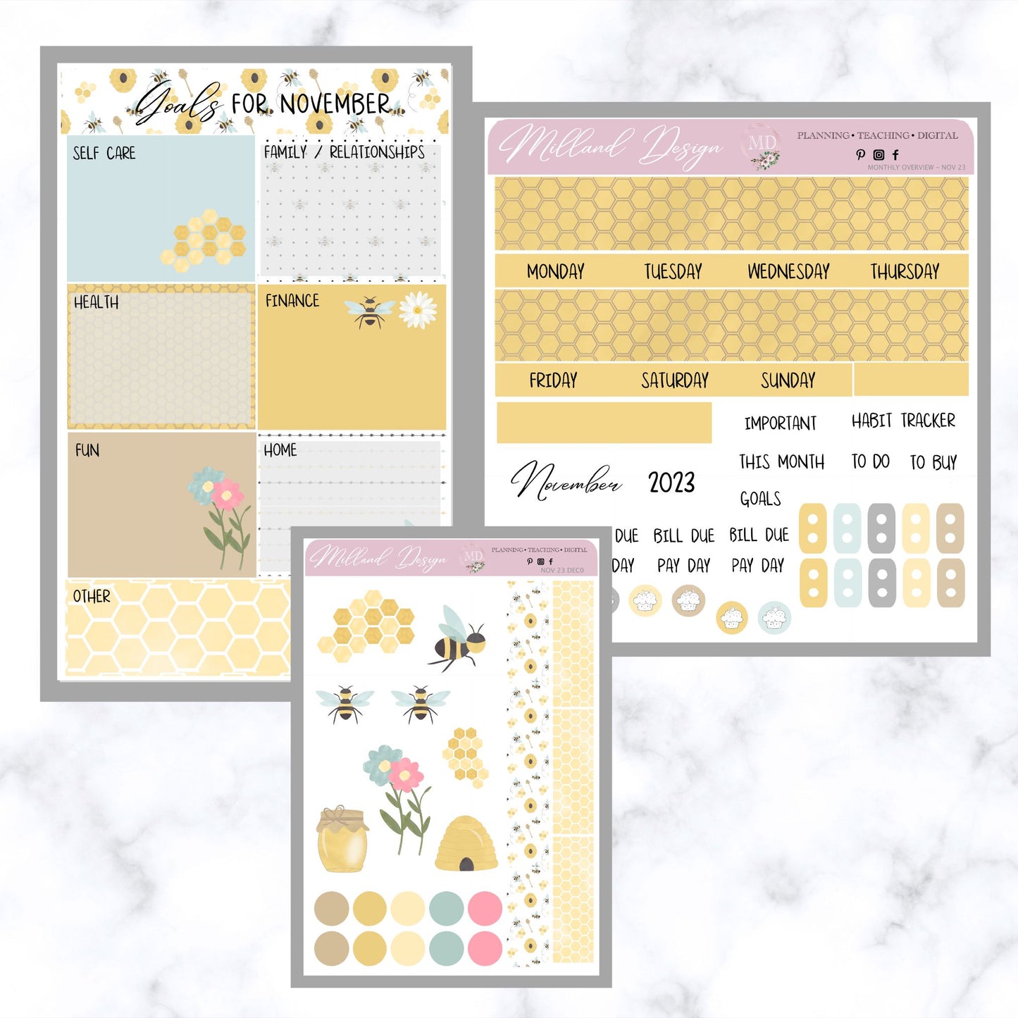 November LBD Signature Dashboard, Monthly overview and Deco stickers