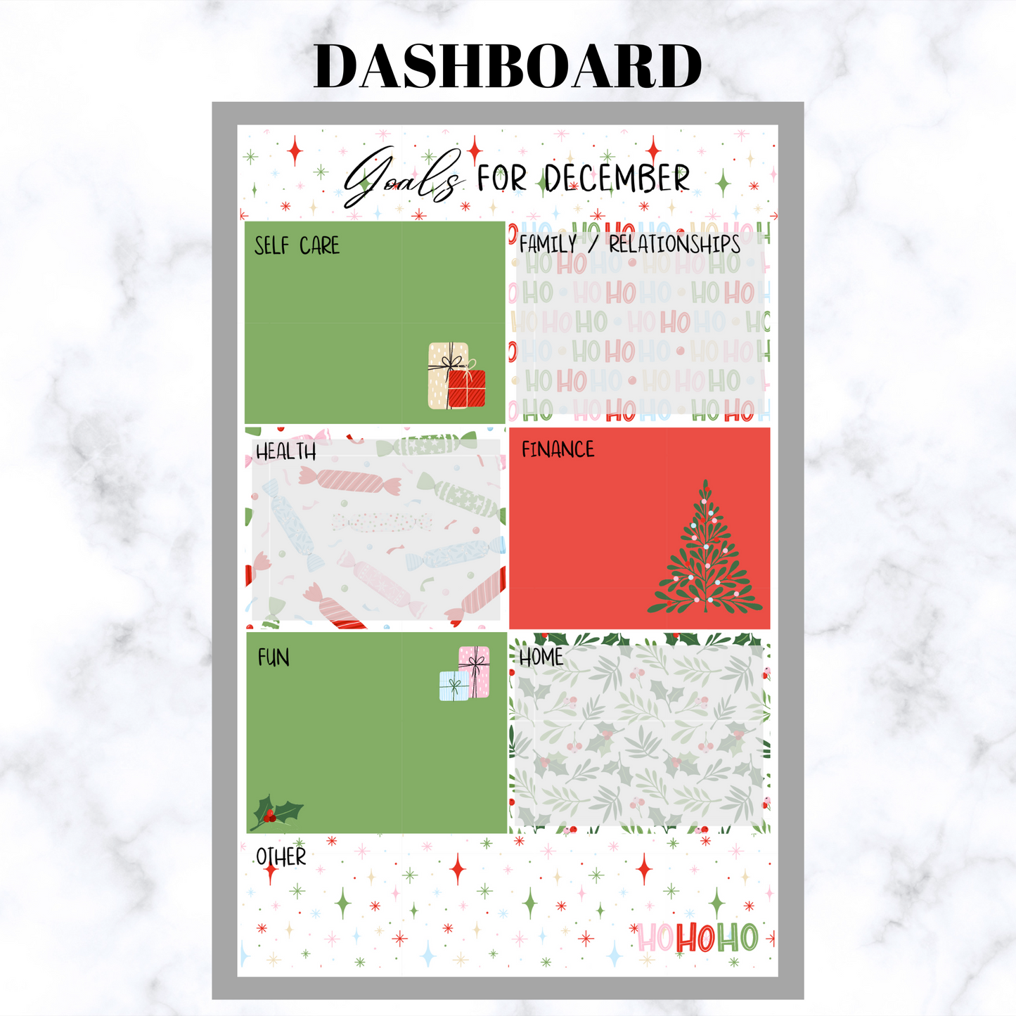 December LBD Signature Dashboard, Monthly overview and Deco stickers