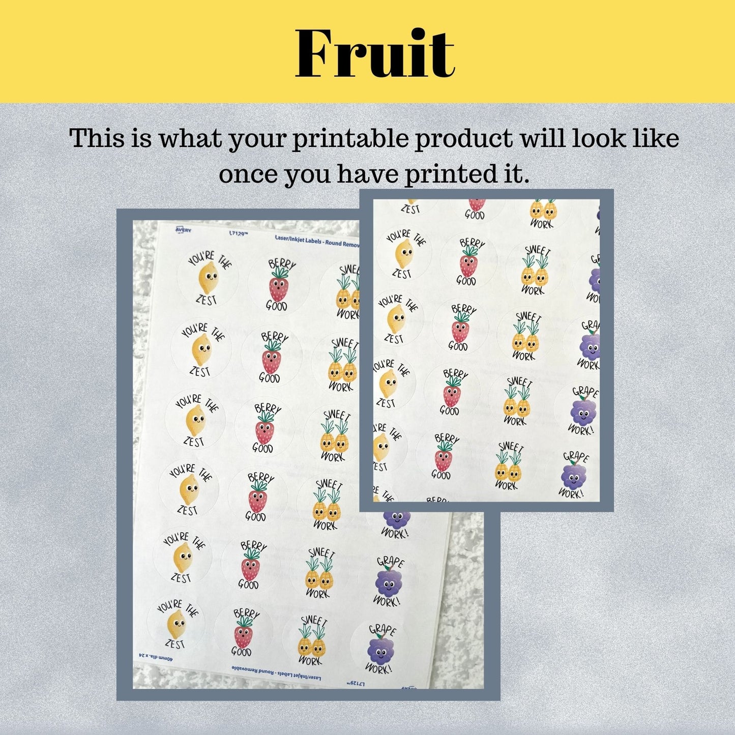 Fruit Printable Teaching Stickers