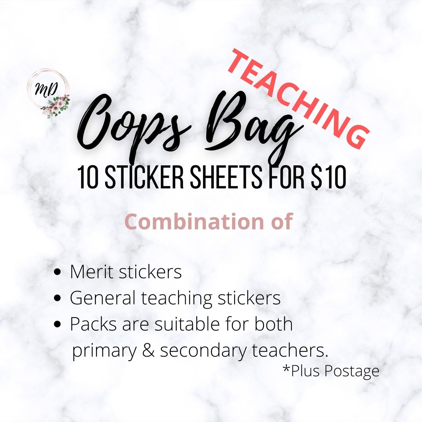 Teacher Oops Sticker Sheets