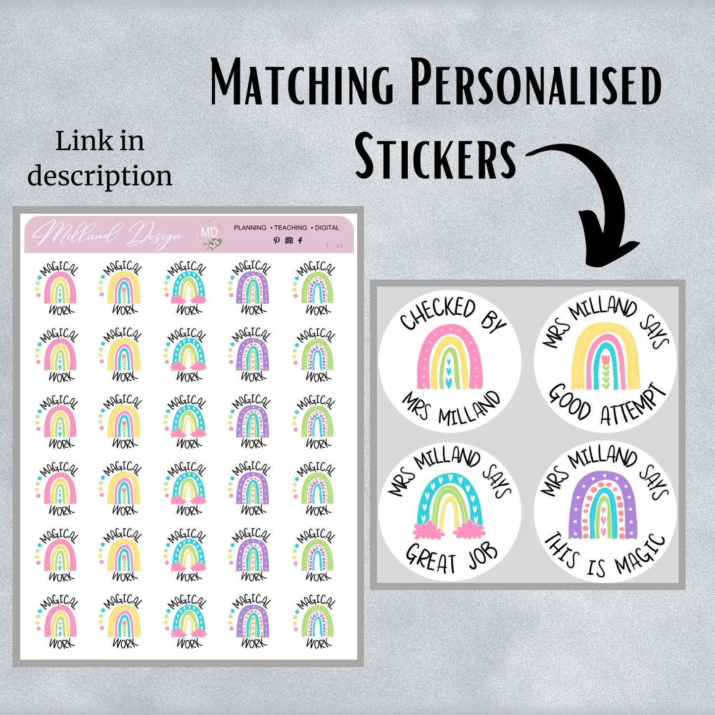 Pink Rainbow Merit Stickers