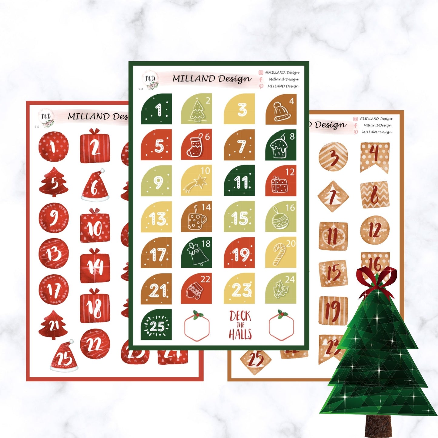 Christmas Advent countdown stickers