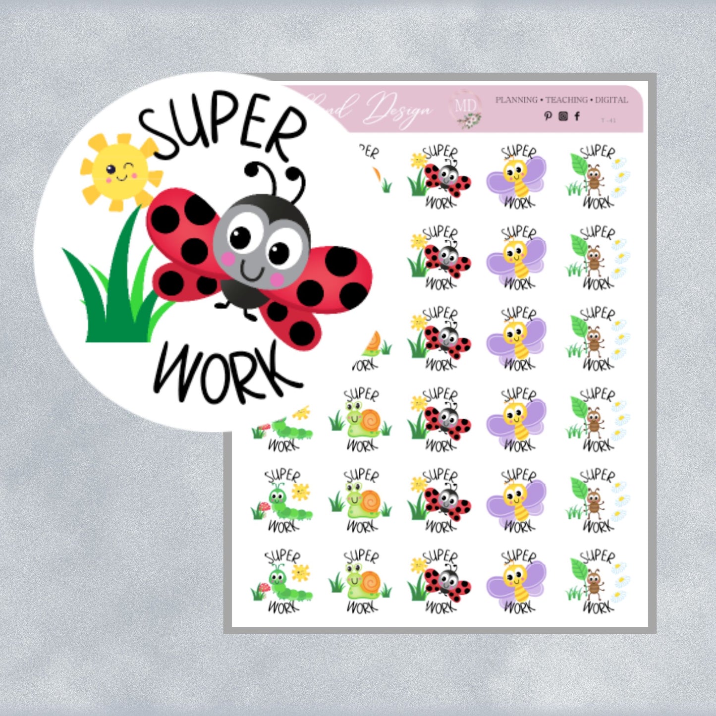 Cute Bugs General Merit Stickers