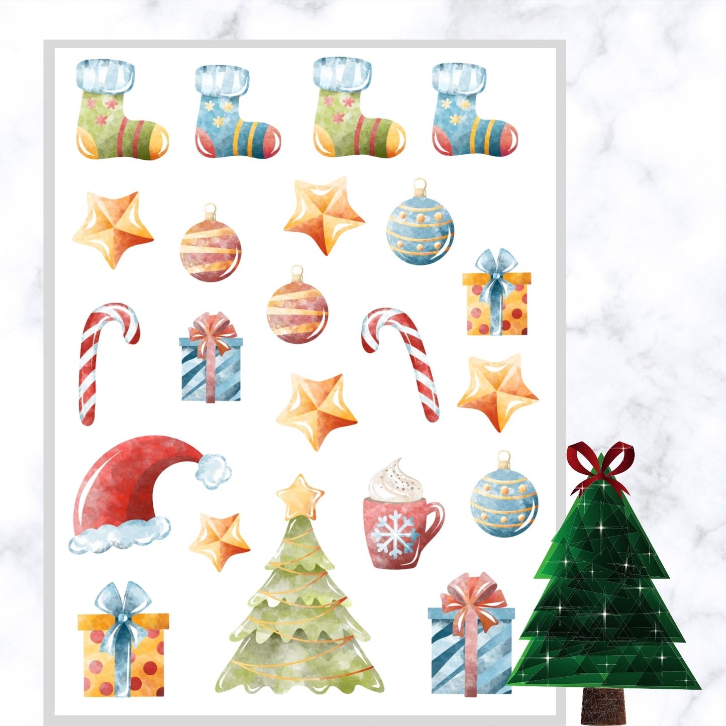 Watercolour Christmas Stickers