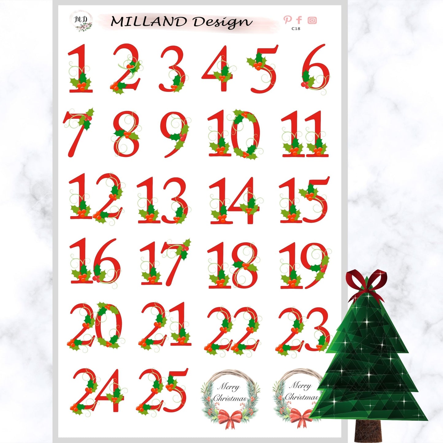 Christmas Mistletoe Advent Stickers