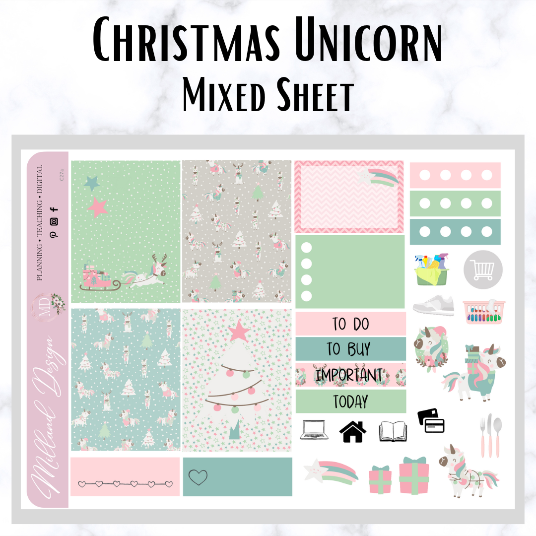 Christmas Unicorn Planner Kit