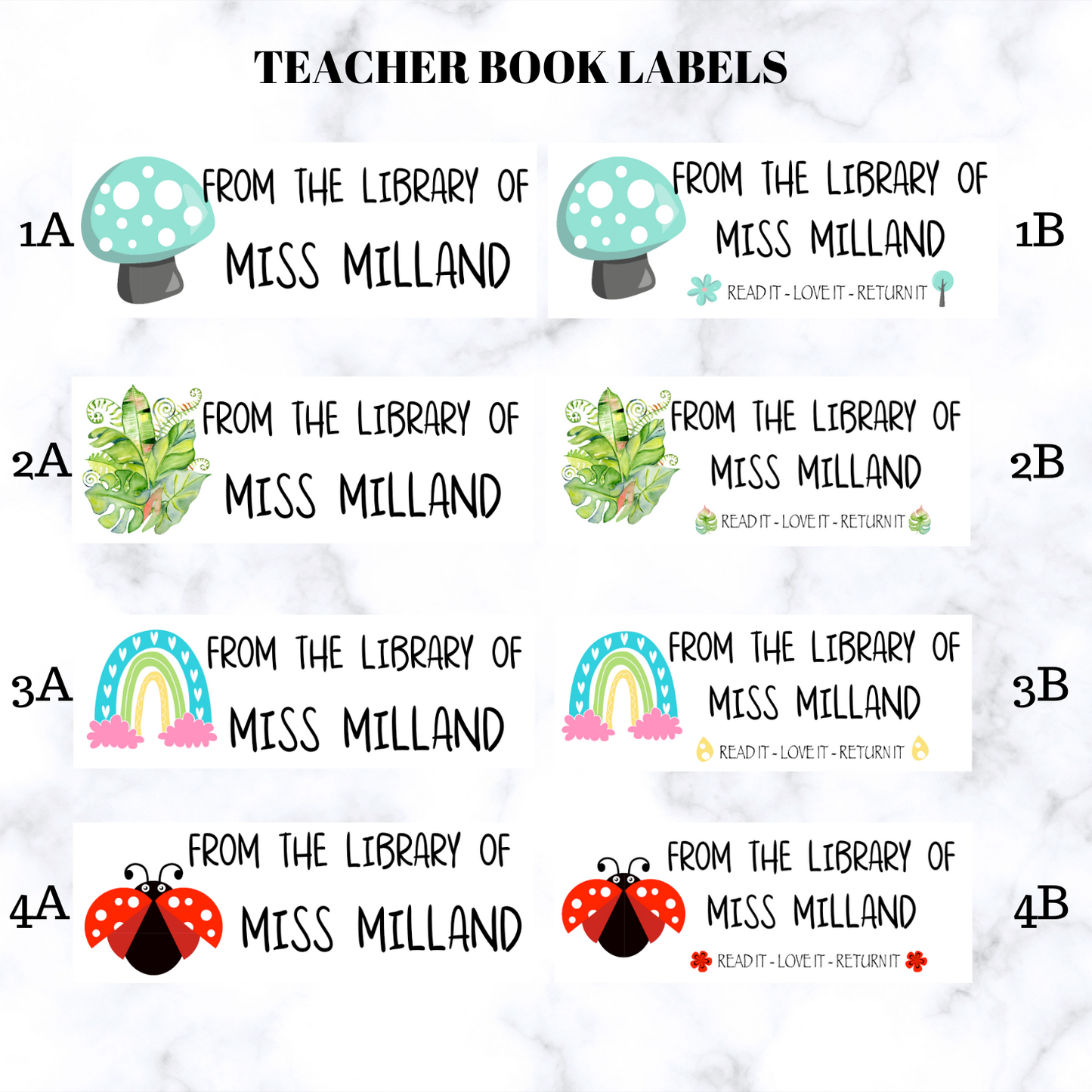 Teacher Book Labels