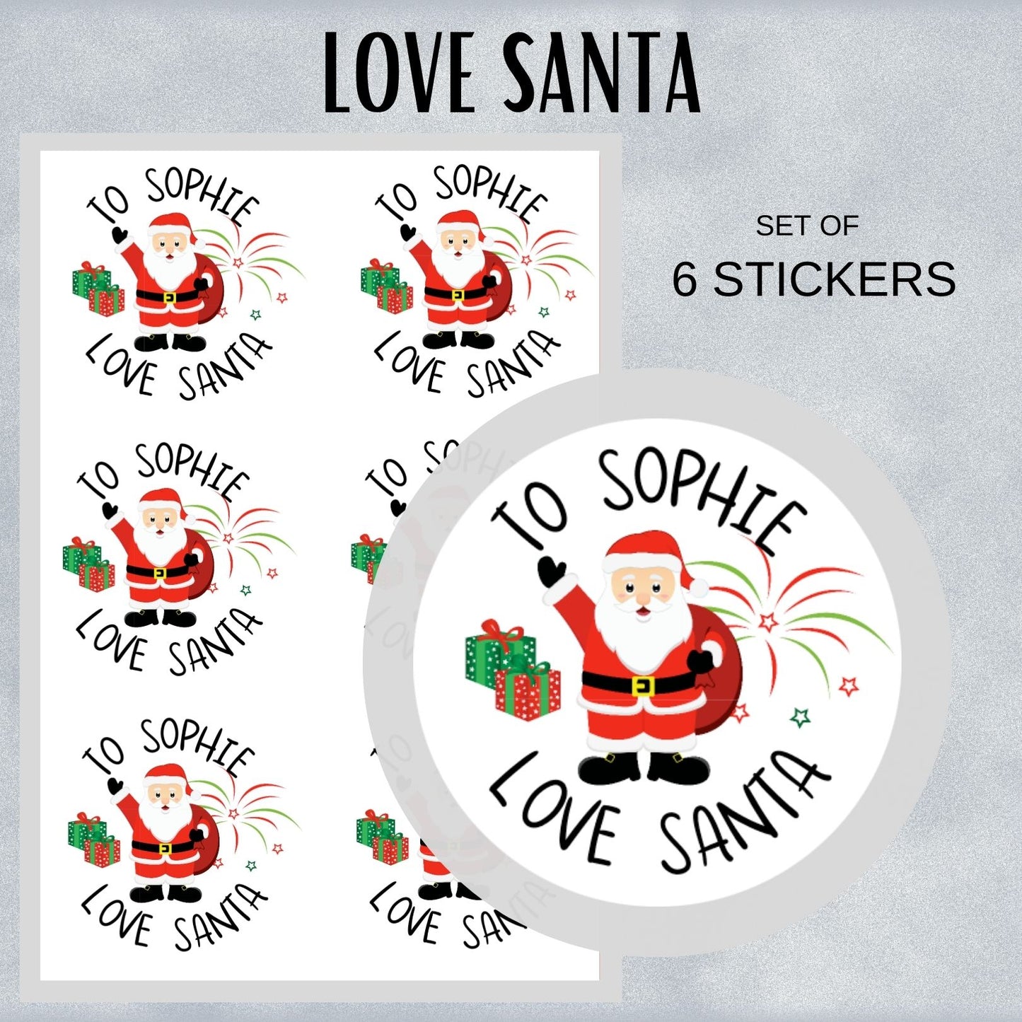 Love Santa Personalised Christmas Sticker
