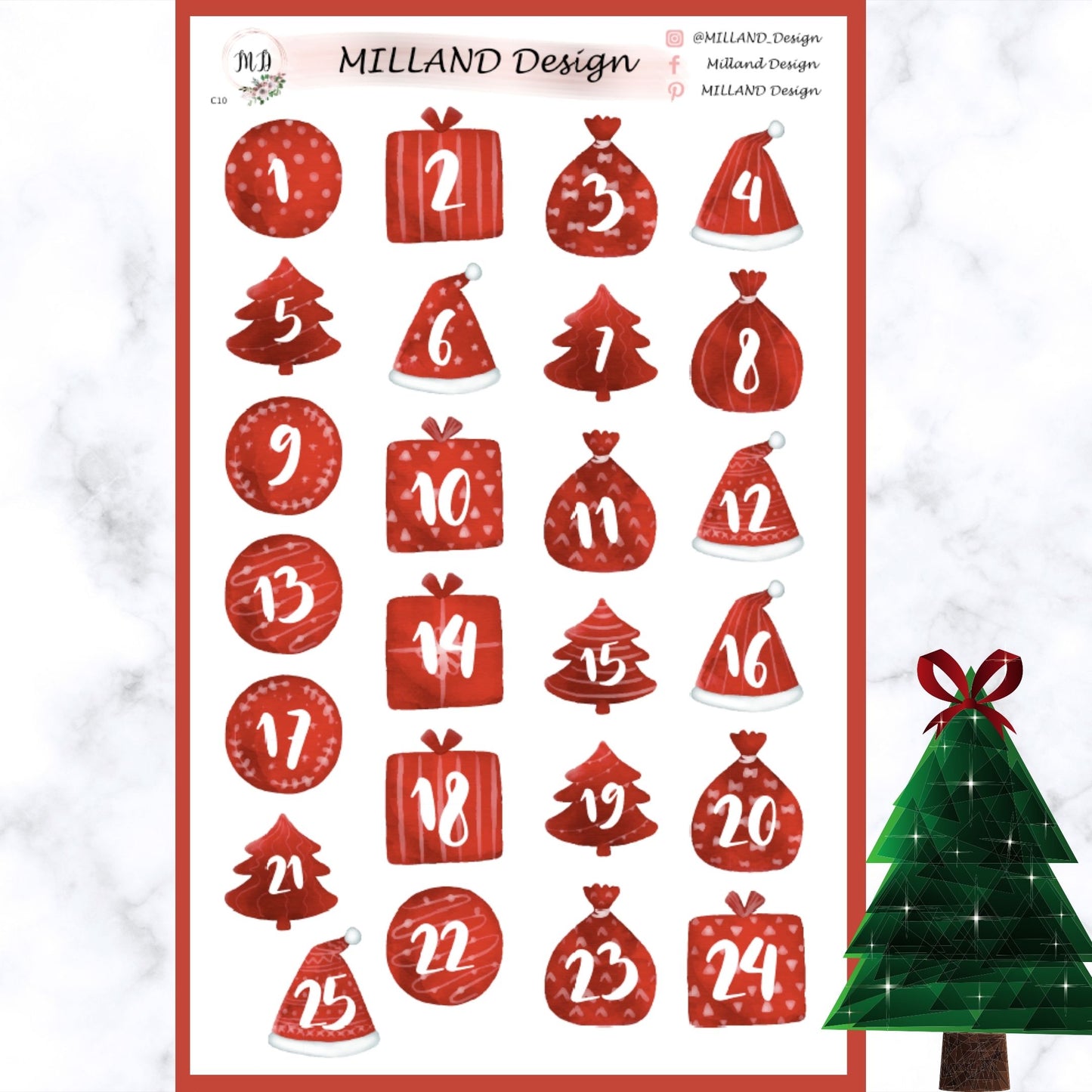 Christmas Advent countdown stickers