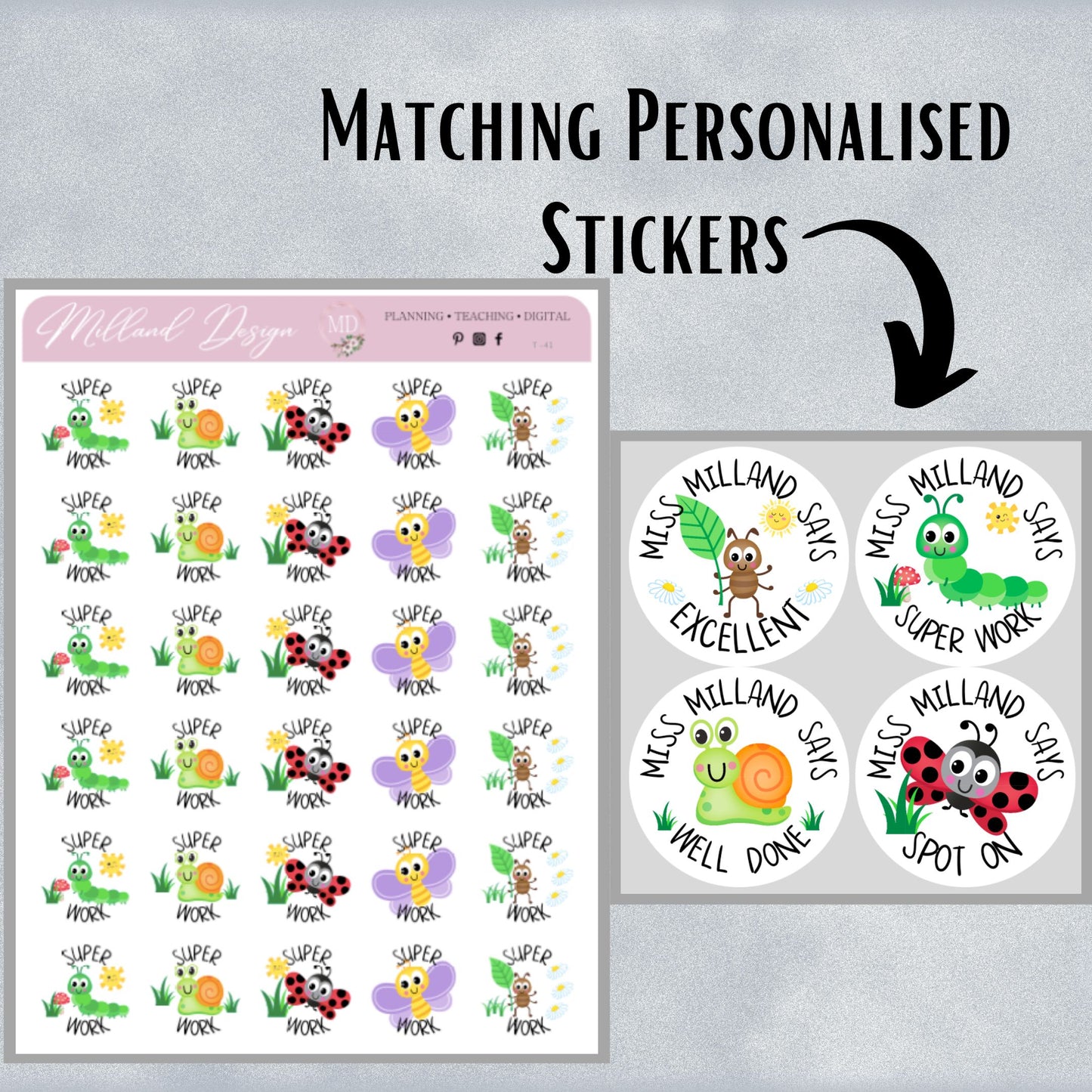 Cute Bugs General Merit Stickers