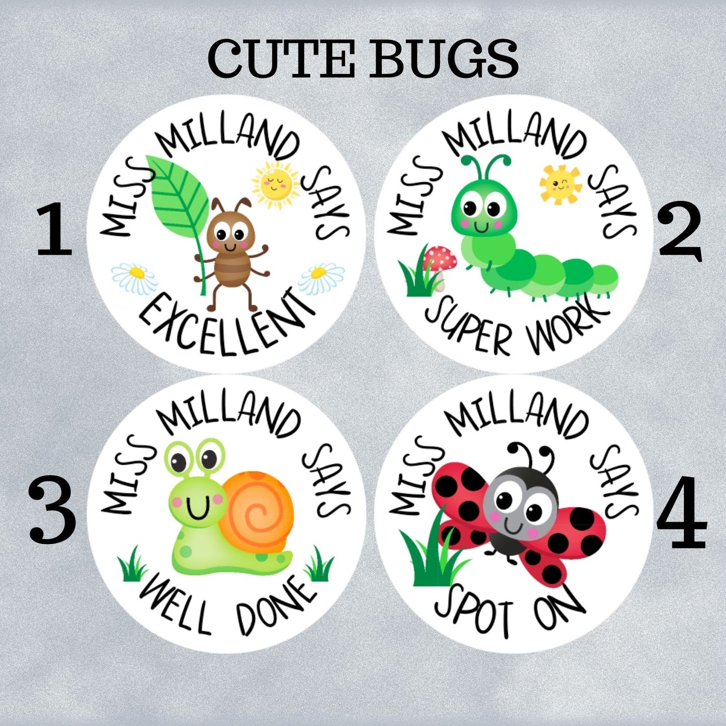 Cute Bugs Custom Personalised Teaching Stickers