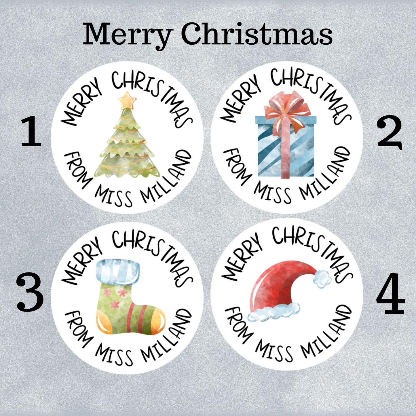 Watercolour Christmas - Personalised Merit Stickers