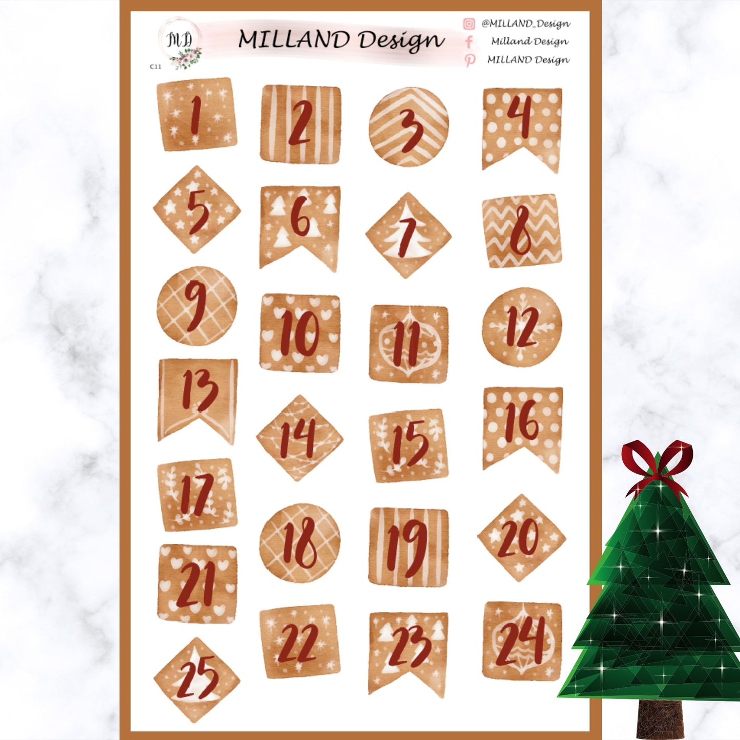 Christmas Advent countdown stickers