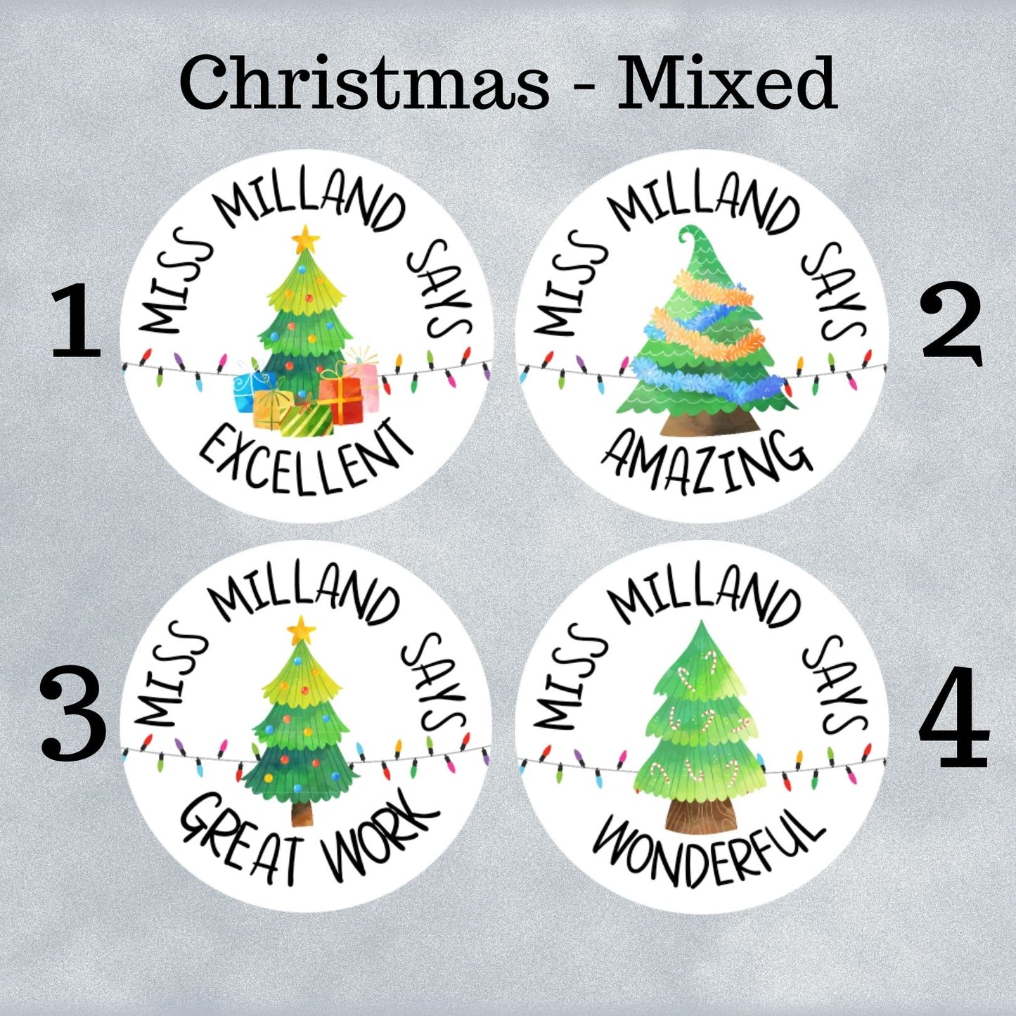 Christmas Trees - Personalised Merit Stickers