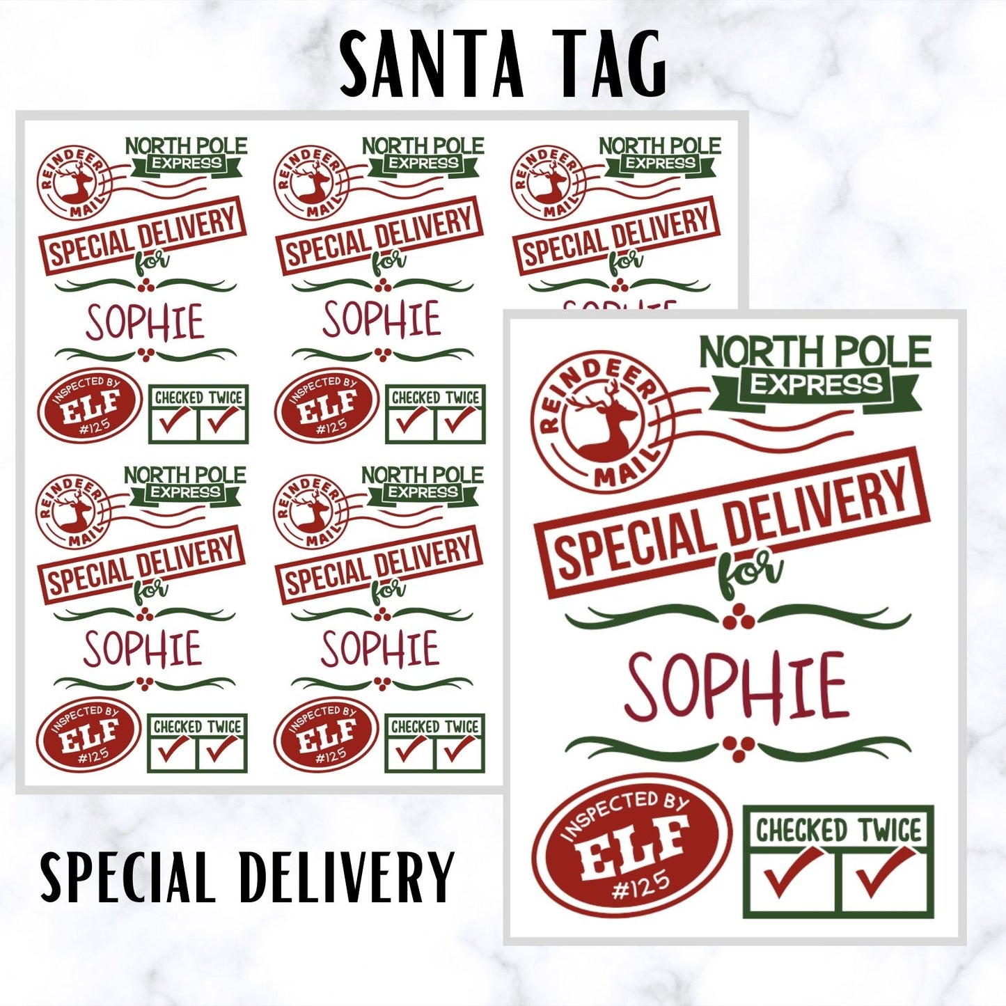 Santa Sticker tags for Christmas