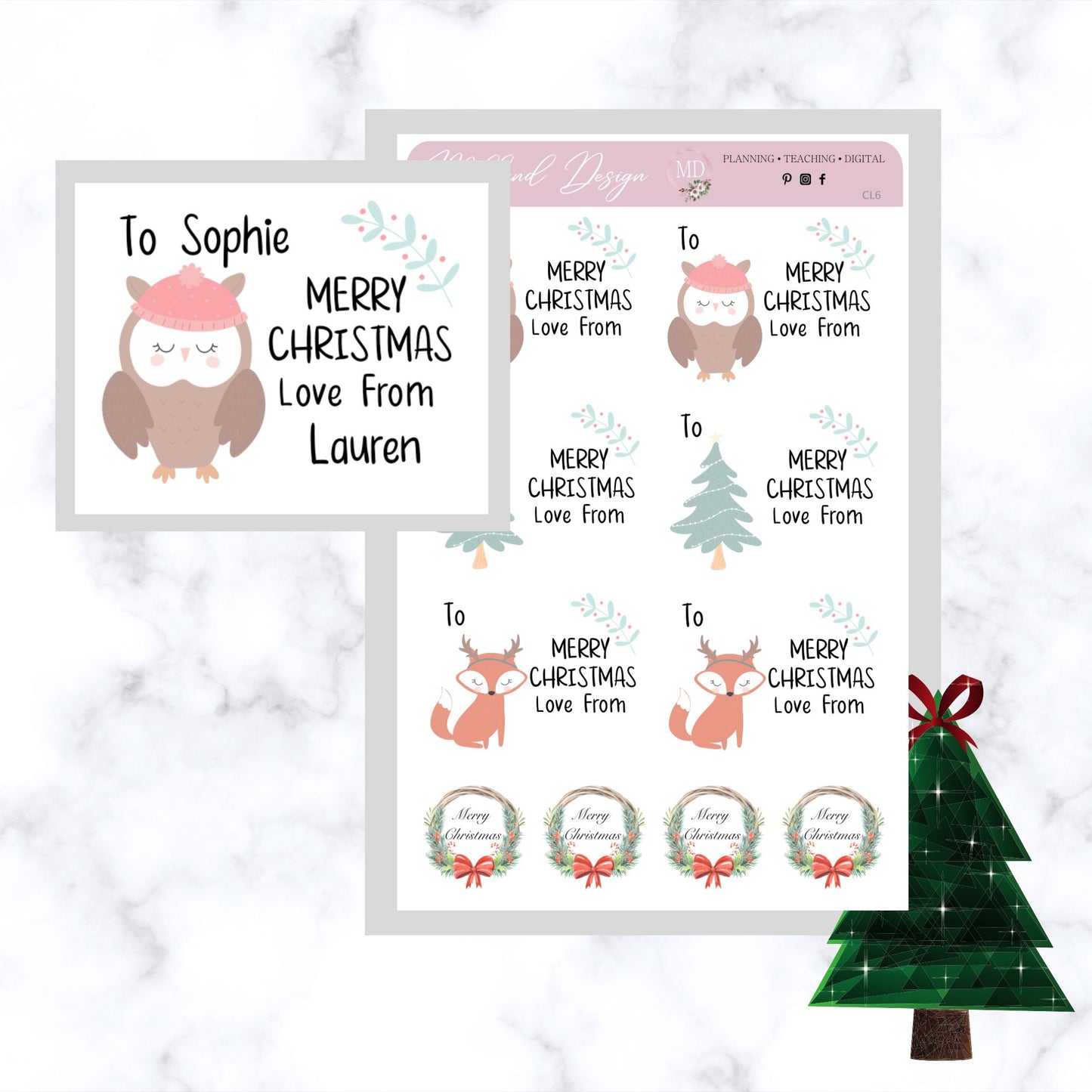 Woodland Blank & Personalised Christmas Present Labels