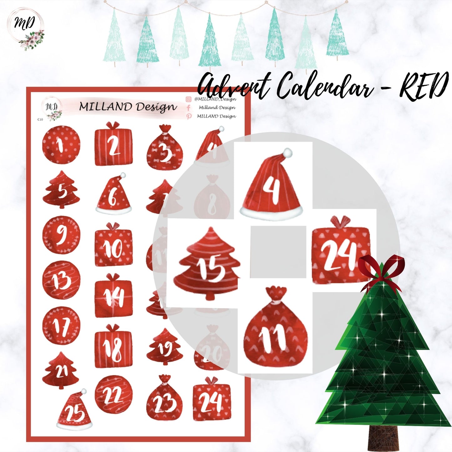 Christmas Advent countdown stickers