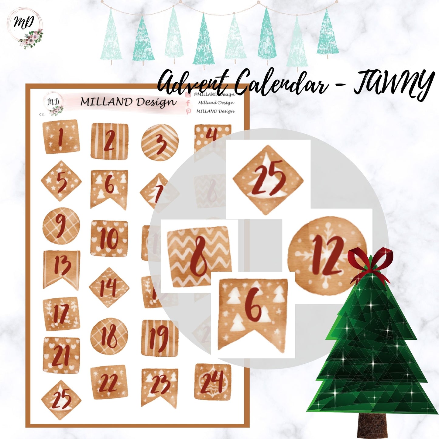 Christmas Advent countdown stickers