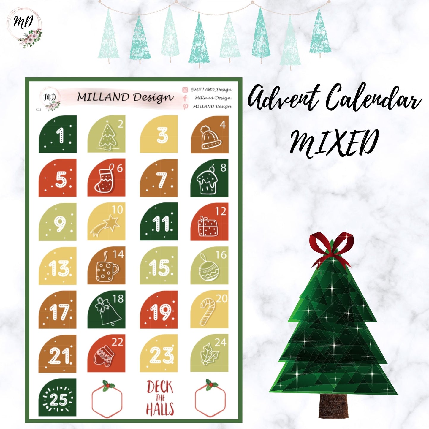 Christmas Advent countdown stickers