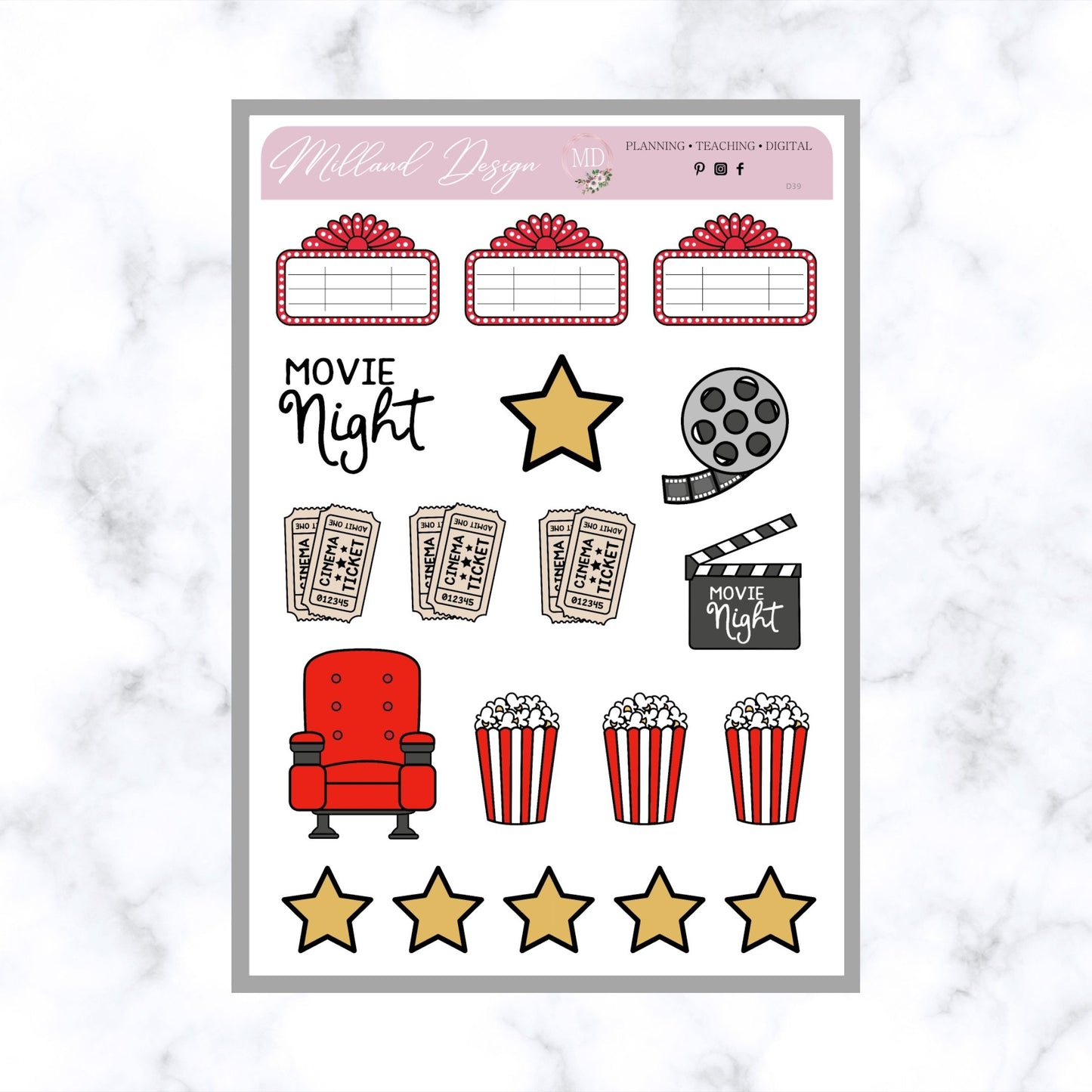Movie Time Decorative Sticker