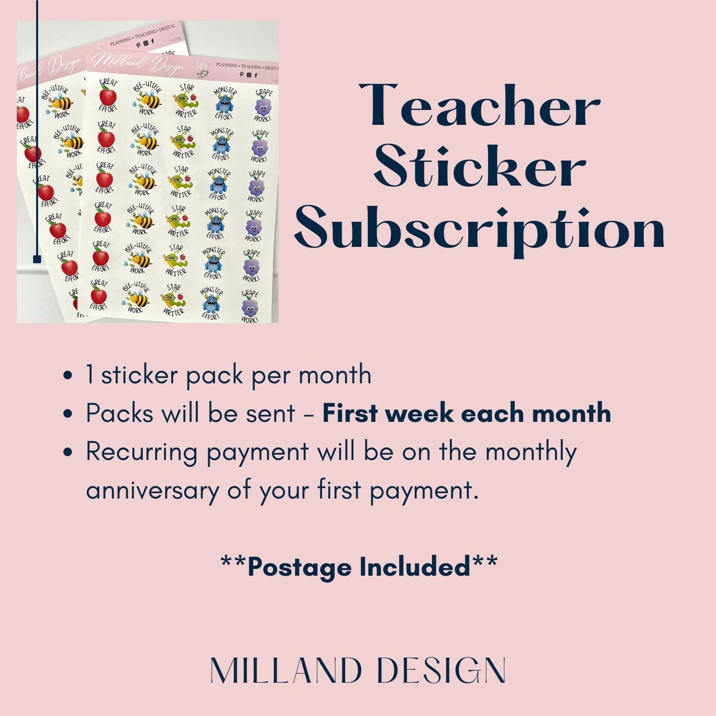 Teacher Monthly Sticker Subscription