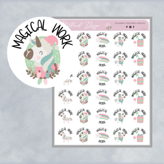 Unicorn Christmas Merit Stickers