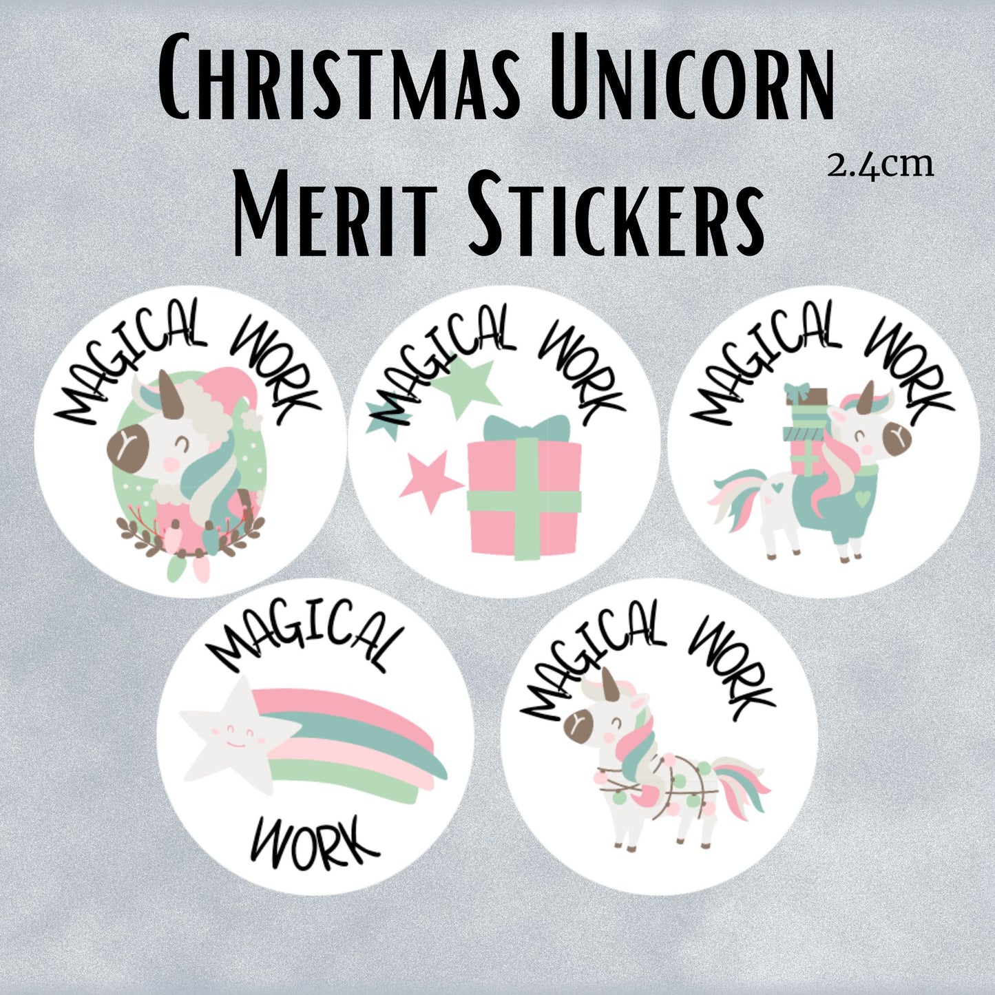 Unicorn Christmas Merit Stickers