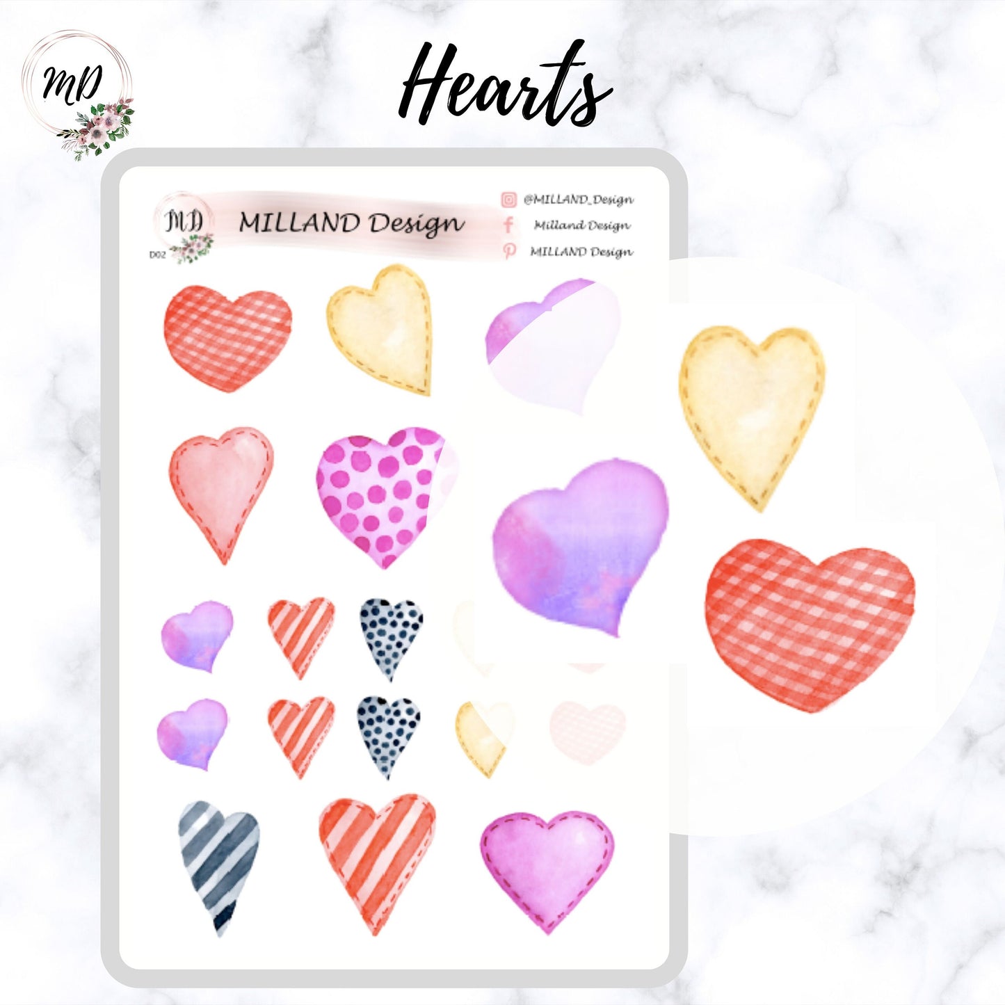 Pattern Hearts Love Decorative Stickers