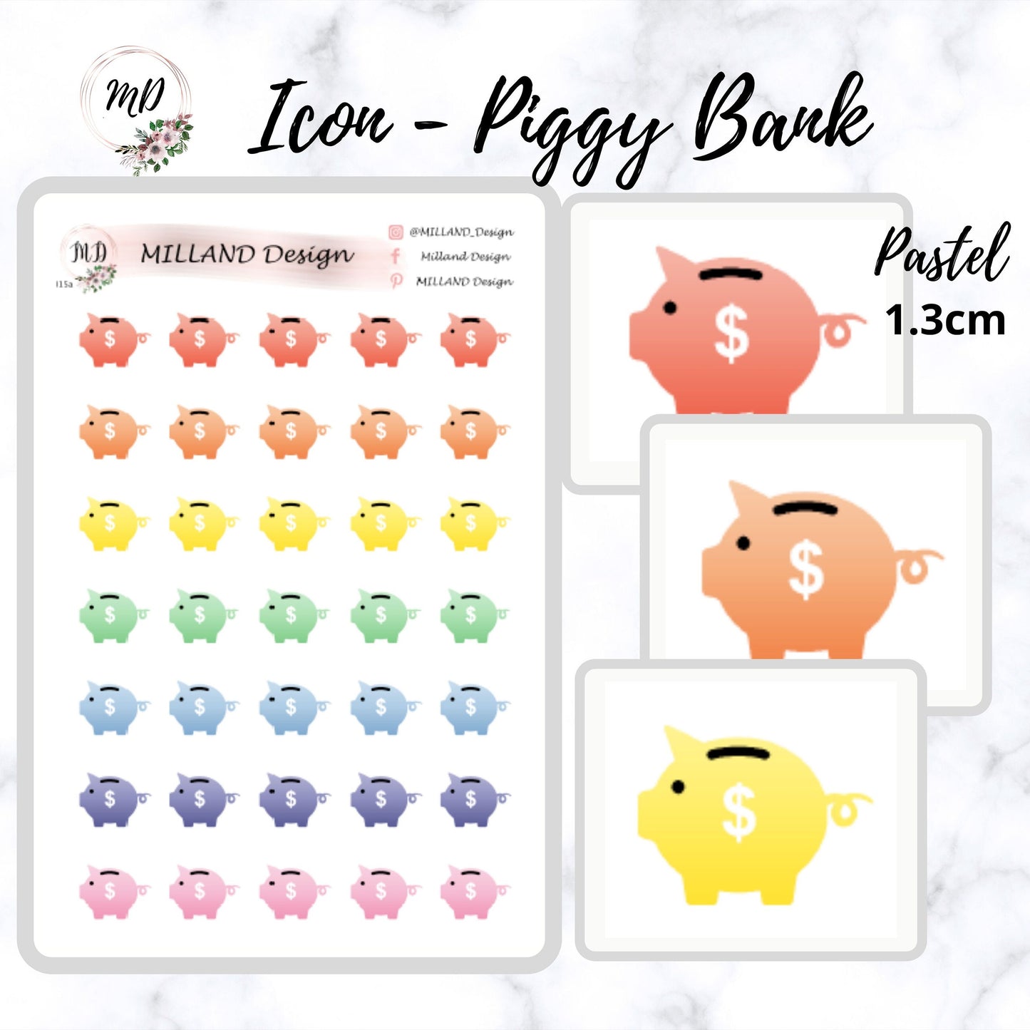 Piggy Bank / Savings Icon Sticker