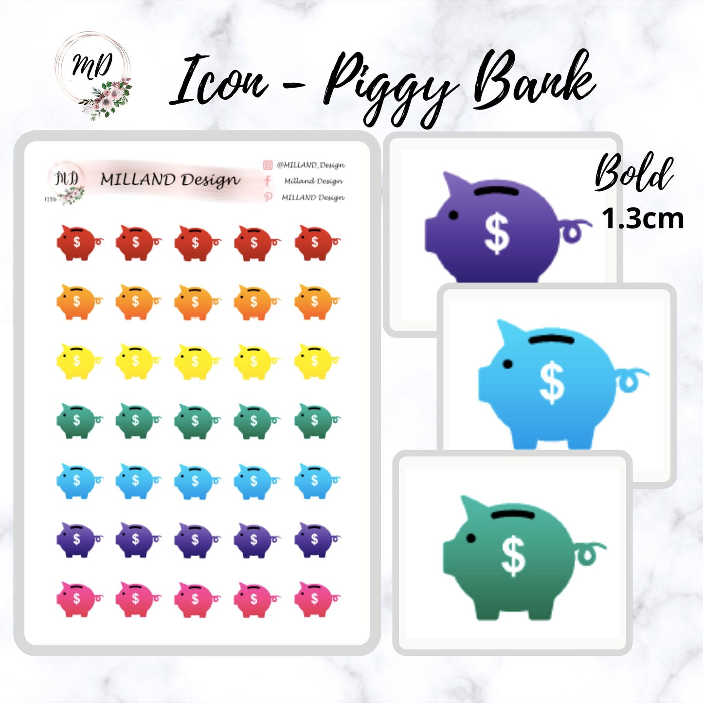 Piggy Bank / Savings Icon Sticker