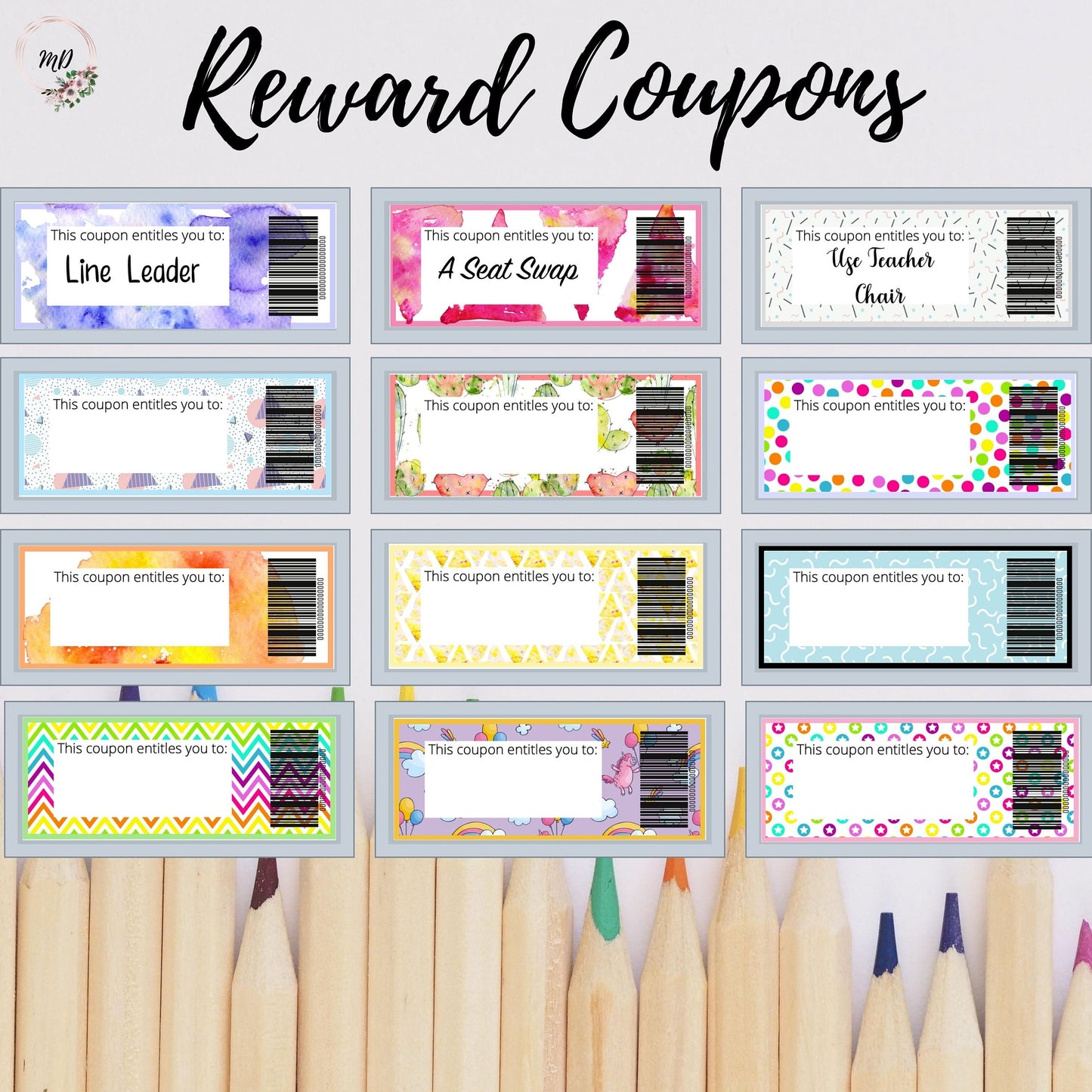 Printable digital download Student and class reward and award coupon |
