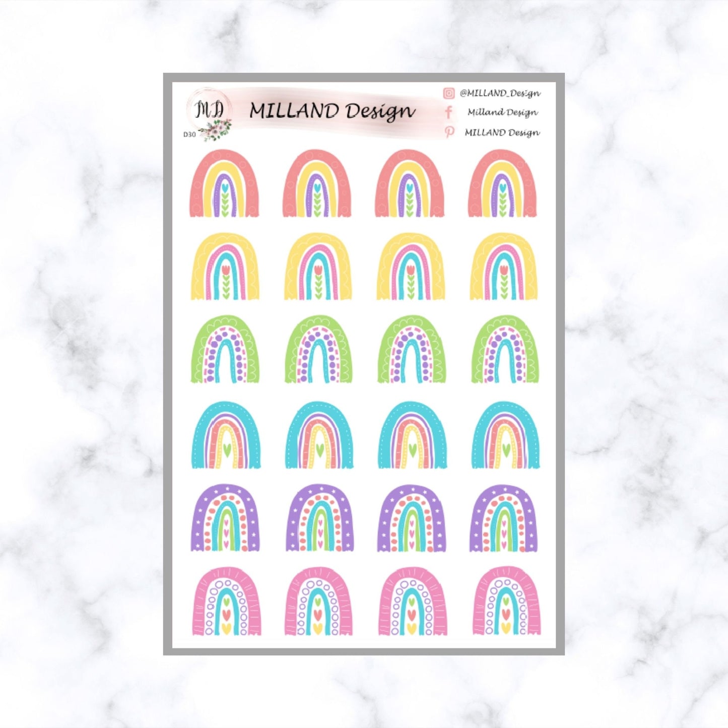 Whimsical Rainbow Decorative Sticker